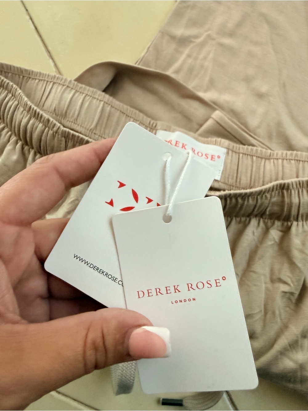 Derek Rose Relaxed Drawstring Joggers in Taupe - Picture 5 of 5